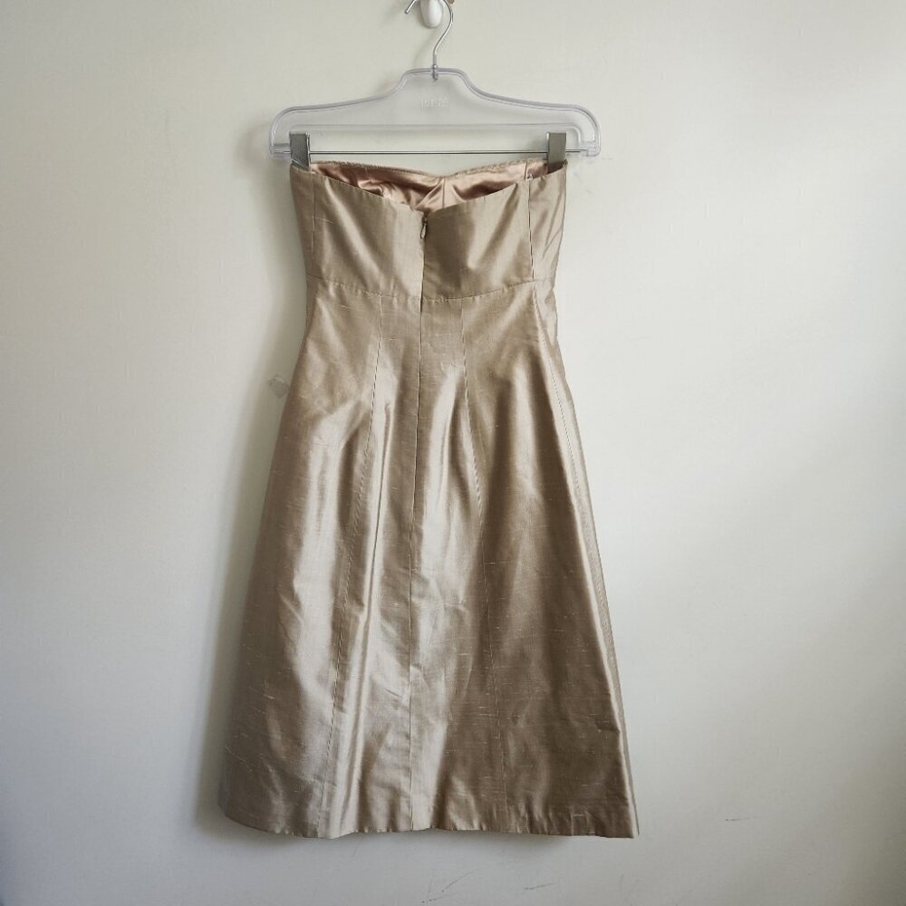 JENNY YOO | silk dress strapless Champagne Gold sz 0 - Picture 4 of 7